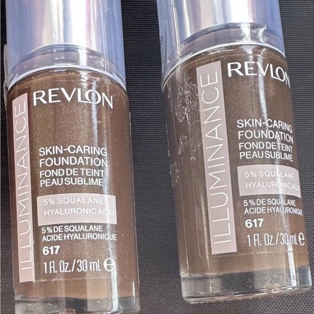 2 Pack Revlon Illuminance Skin-Caring Liquid Foundation 1 Oz  Color 617 (EBONY)